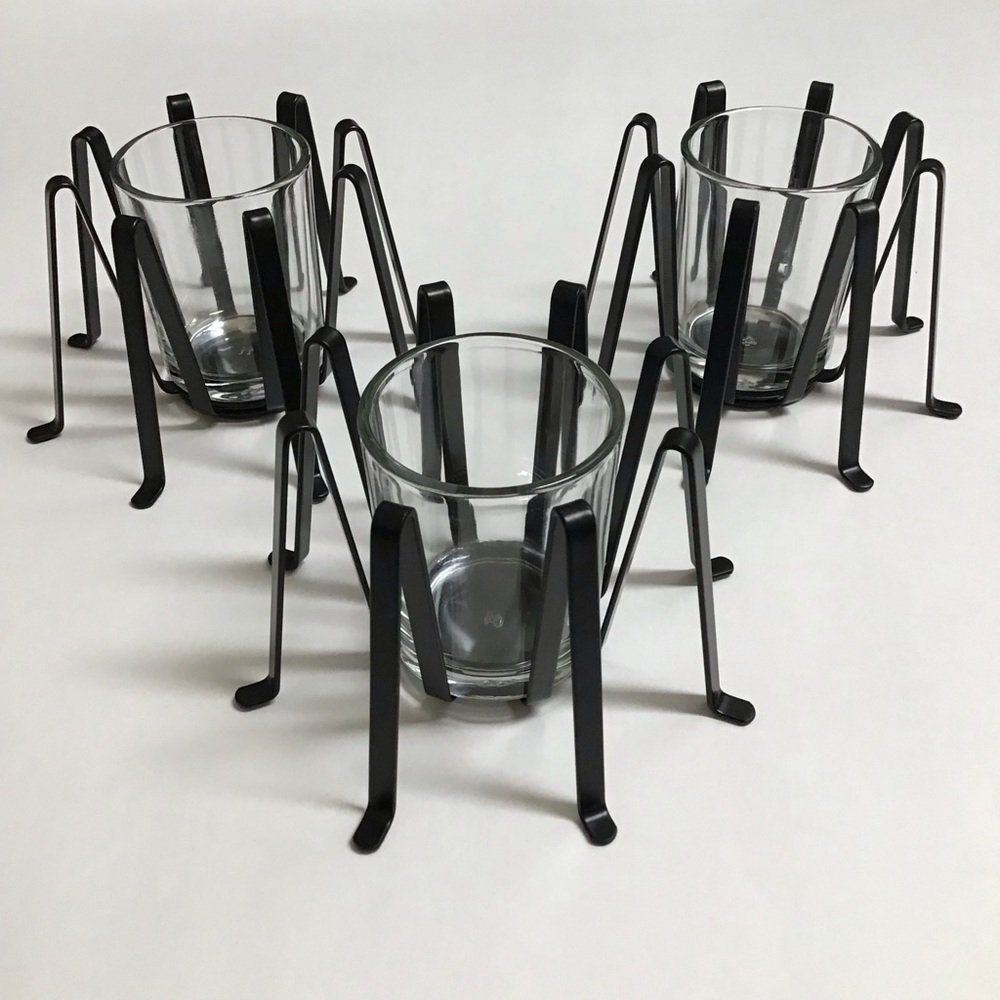 Yankee Candle Halloween Spider Leg Votive Candle Holders SET OF 3 Black Metal